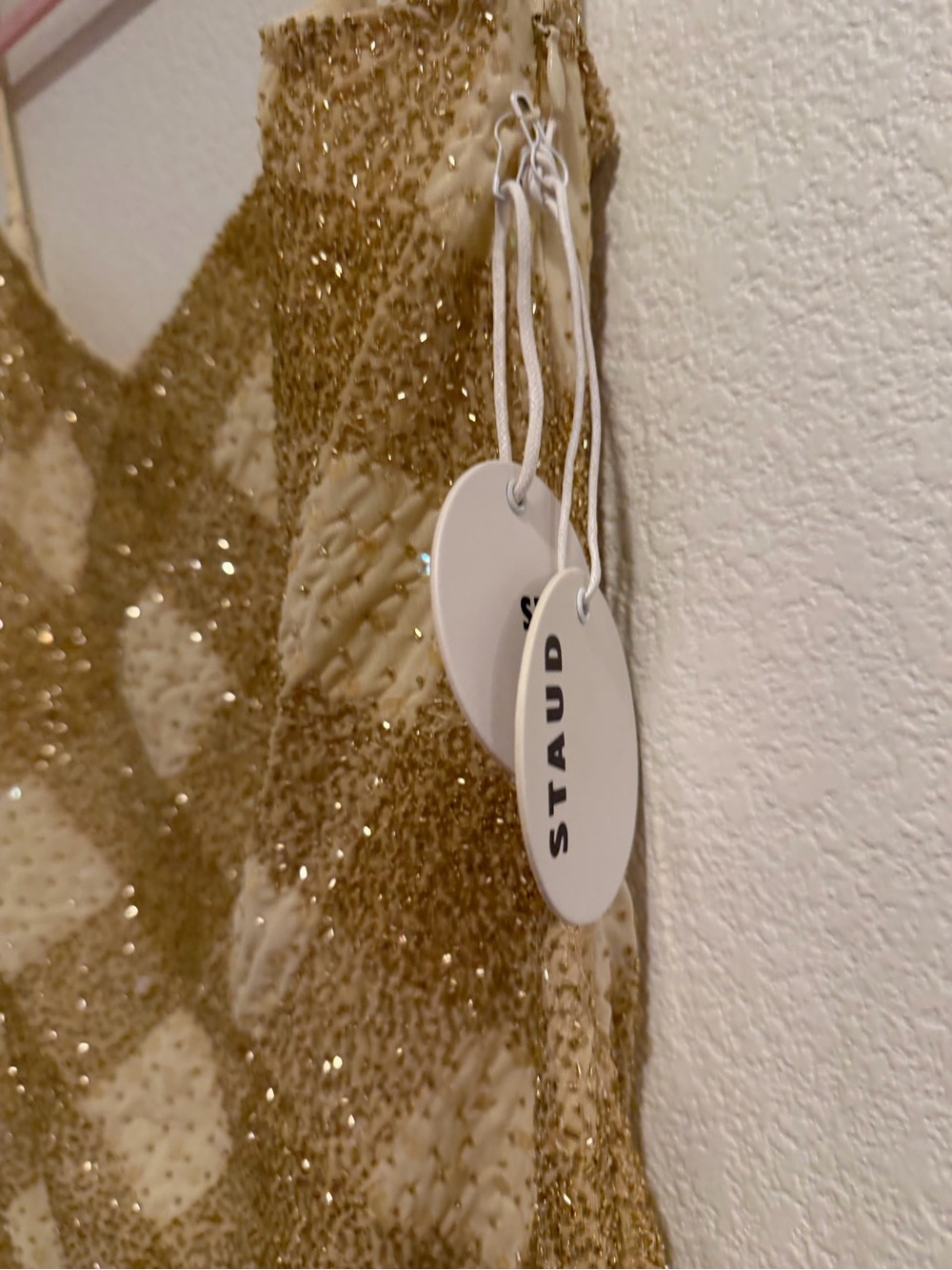 NWT STAUD Gold Sequin Slip Dress - Picture 4 of 9